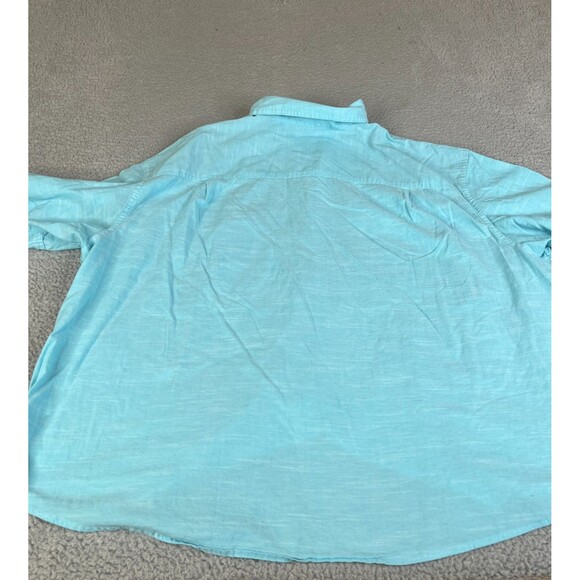 Izod Saltwater Shirt Mens 3XL Blue Chambray Striped Button Short Sleeve Pocket - Picture 3 of 11